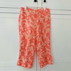 J.H. Collection Pink Floral Linen Capri Pants Size 10